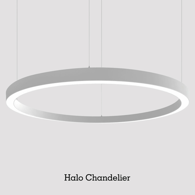 Customized Halo Ring Lamp Modern LED Chandelier Round Shape LED Circle Pendant Light for Hotel Lobby Warm White 3000K White Finish